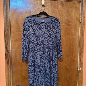 Time and Tru Women's Black Leopard Print Long Sleeve Dress